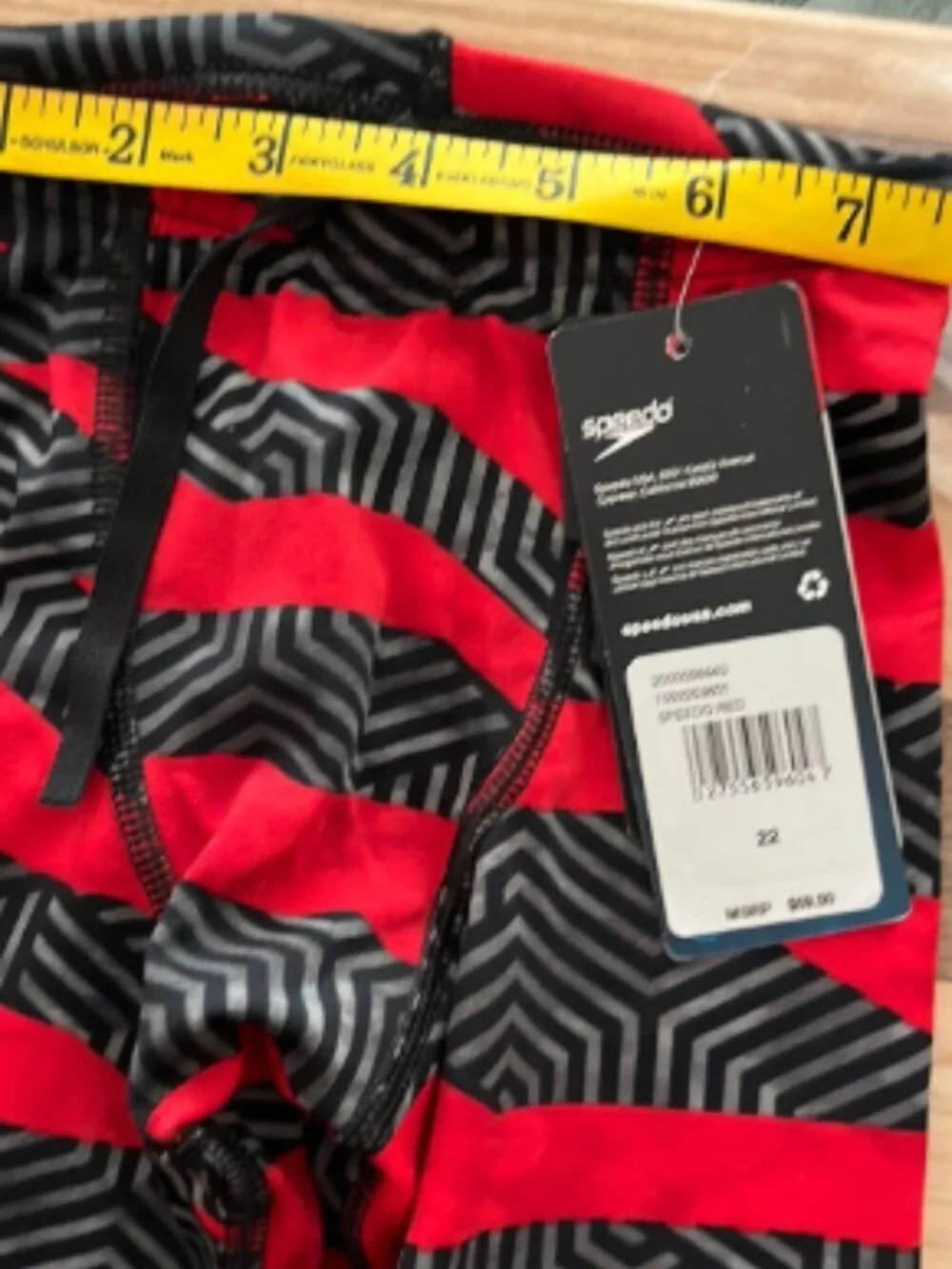 Speedo Youth Boy Swimsuit Jammer Endurance+ Printed Team Color Red Size 22 NWT